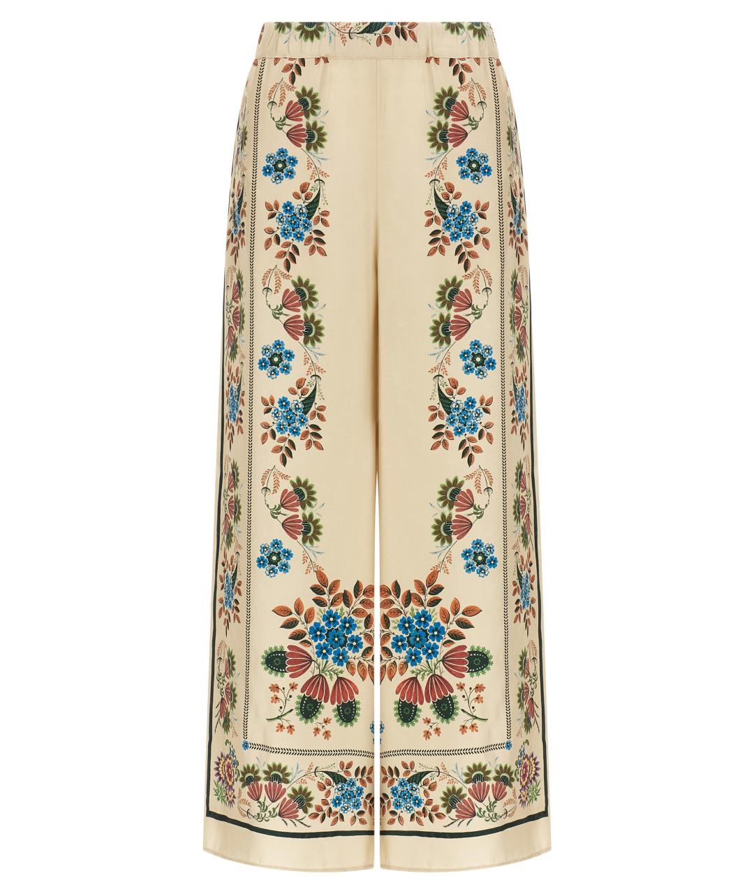 WEEKEND MAX MARA Бежевые шелковые брюки широкие, фото 1