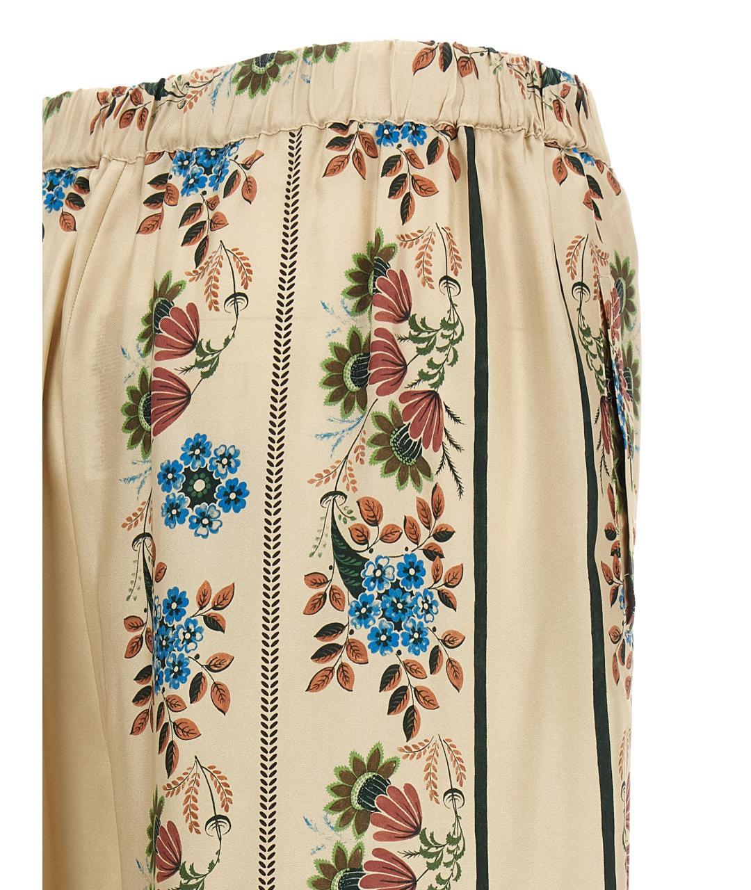 WEEKEND MAX MARA Бежевые шелковые брюки широкие, фото 4