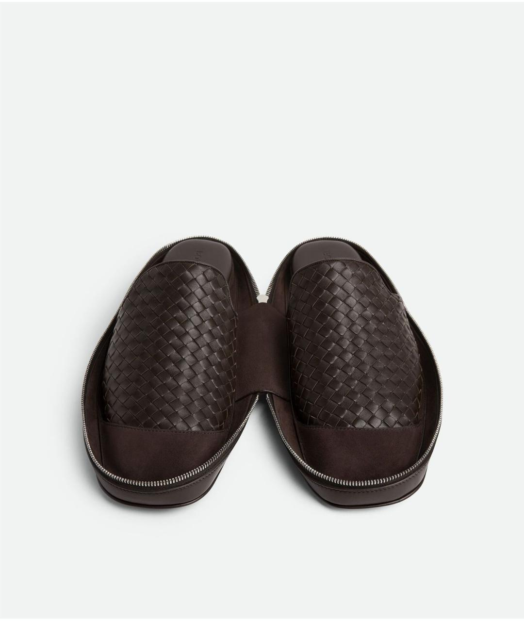 BOTTEGA VENETA Коричневые кожаные шлепанцы, фото 3