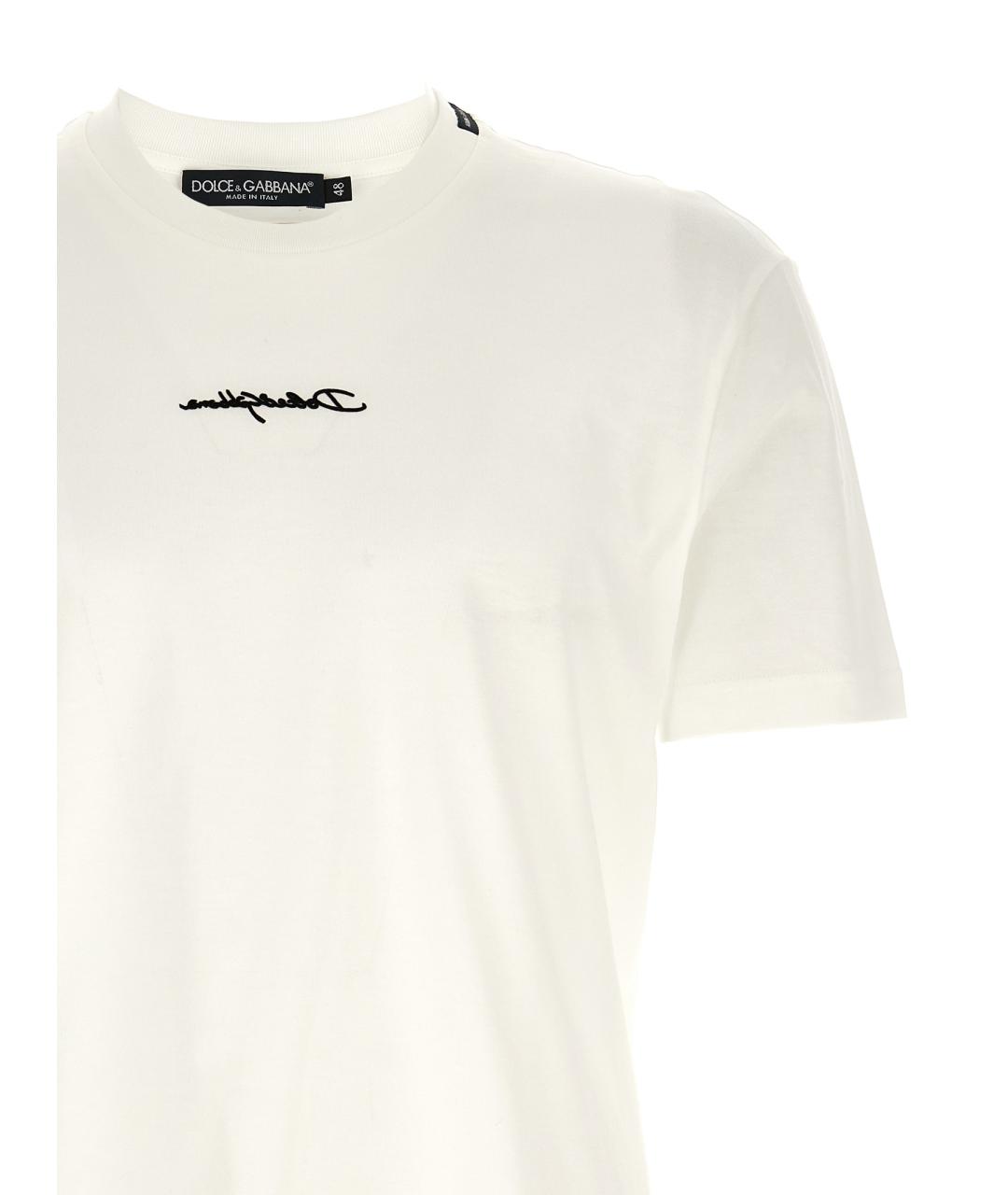 DOLCE&GABBANA Белая хлопковая футболка, фото 3