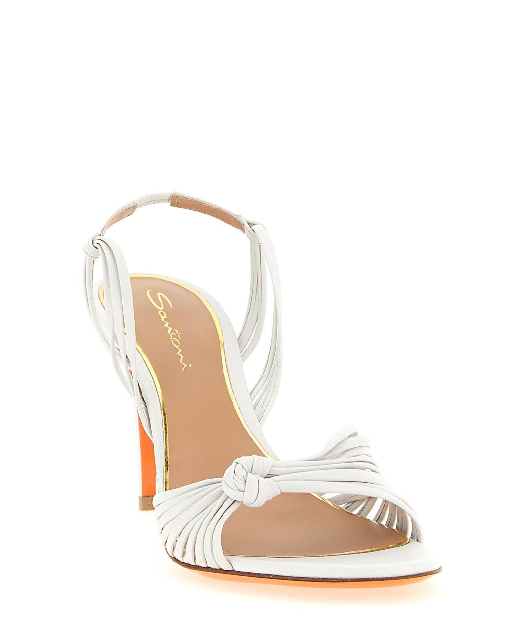 SANTONI Белые кожаные босоножки, фото 2