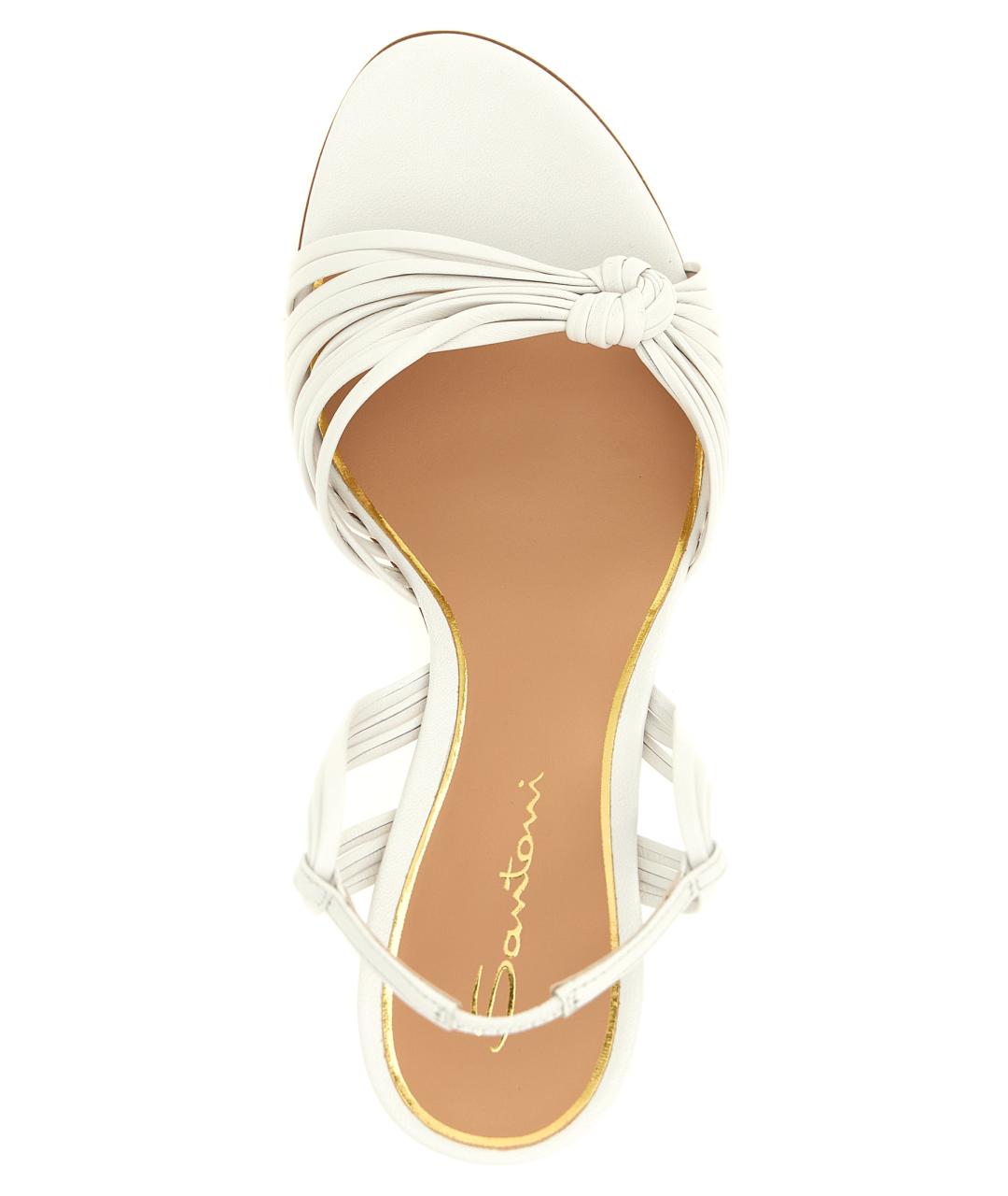 SANTONI Белые кожаные босоножки, фото 4