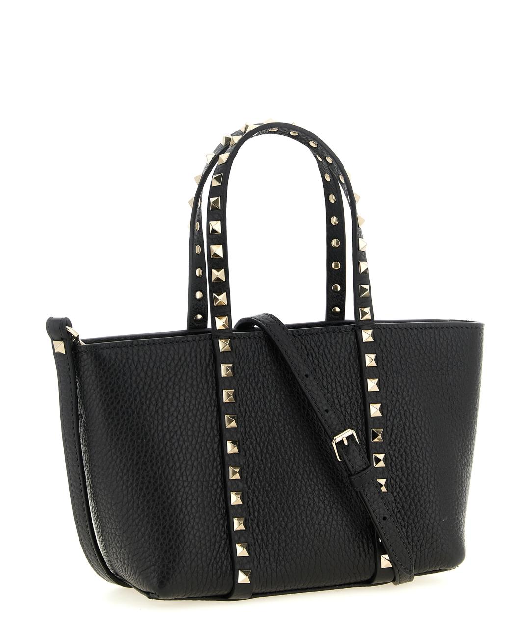 VALENTINO Черная кожаная сумка тоут, фото 2