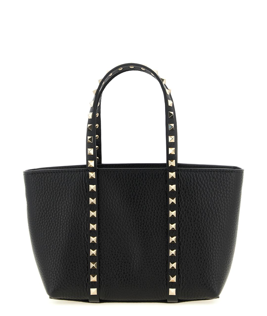 VALENTINO Черная кожаная сумка тоут, фото 1