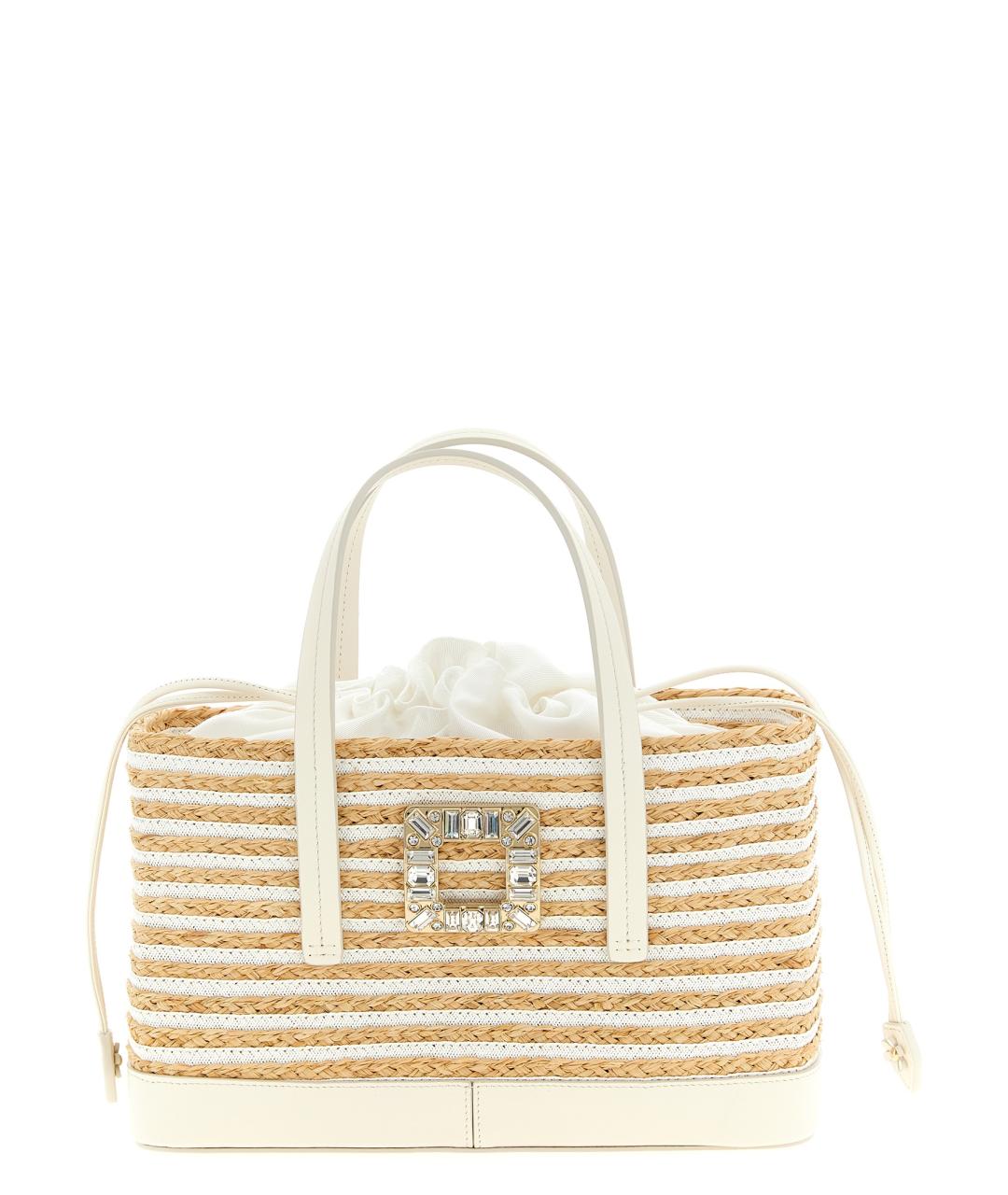 ROGER VIVIER Бежевая пелетеная сумка тоут, фото 1