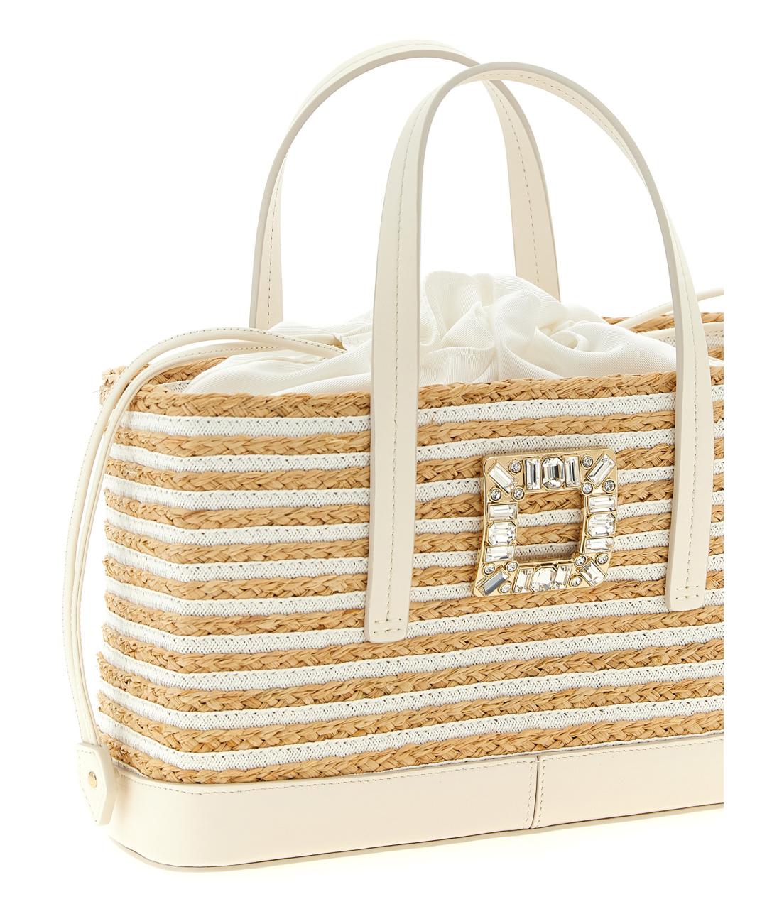 ROGER VIVIER Бежевая пелетеная сумка тоут, фото 3