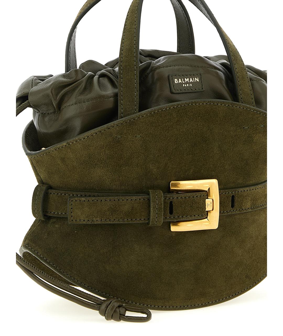 BALMAIN Зеленая замшевая сумка тоут, фото 3