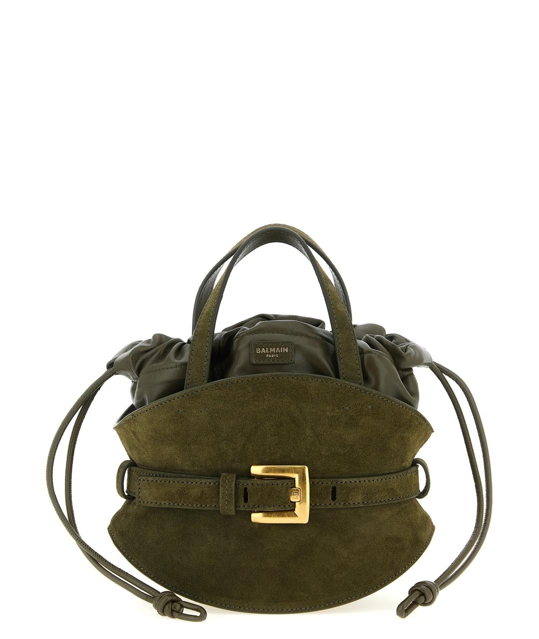 BALMAIN Зеленая замшевая сумка тоут, фото 1