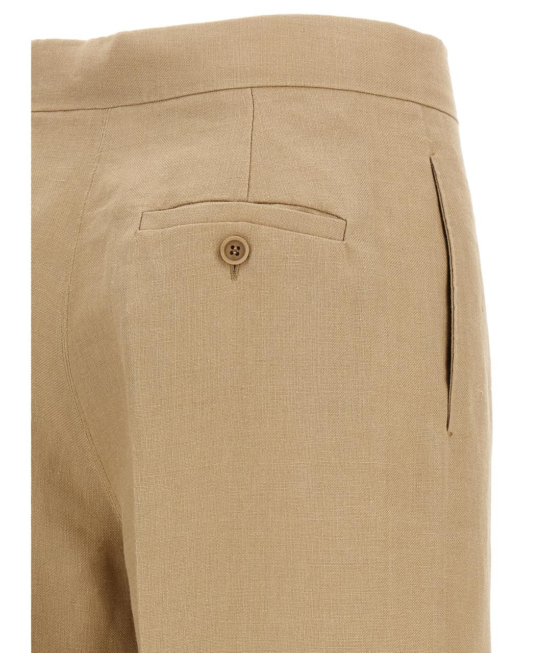 MAX MARA Бежевые льняные брюки широкие, фото 4