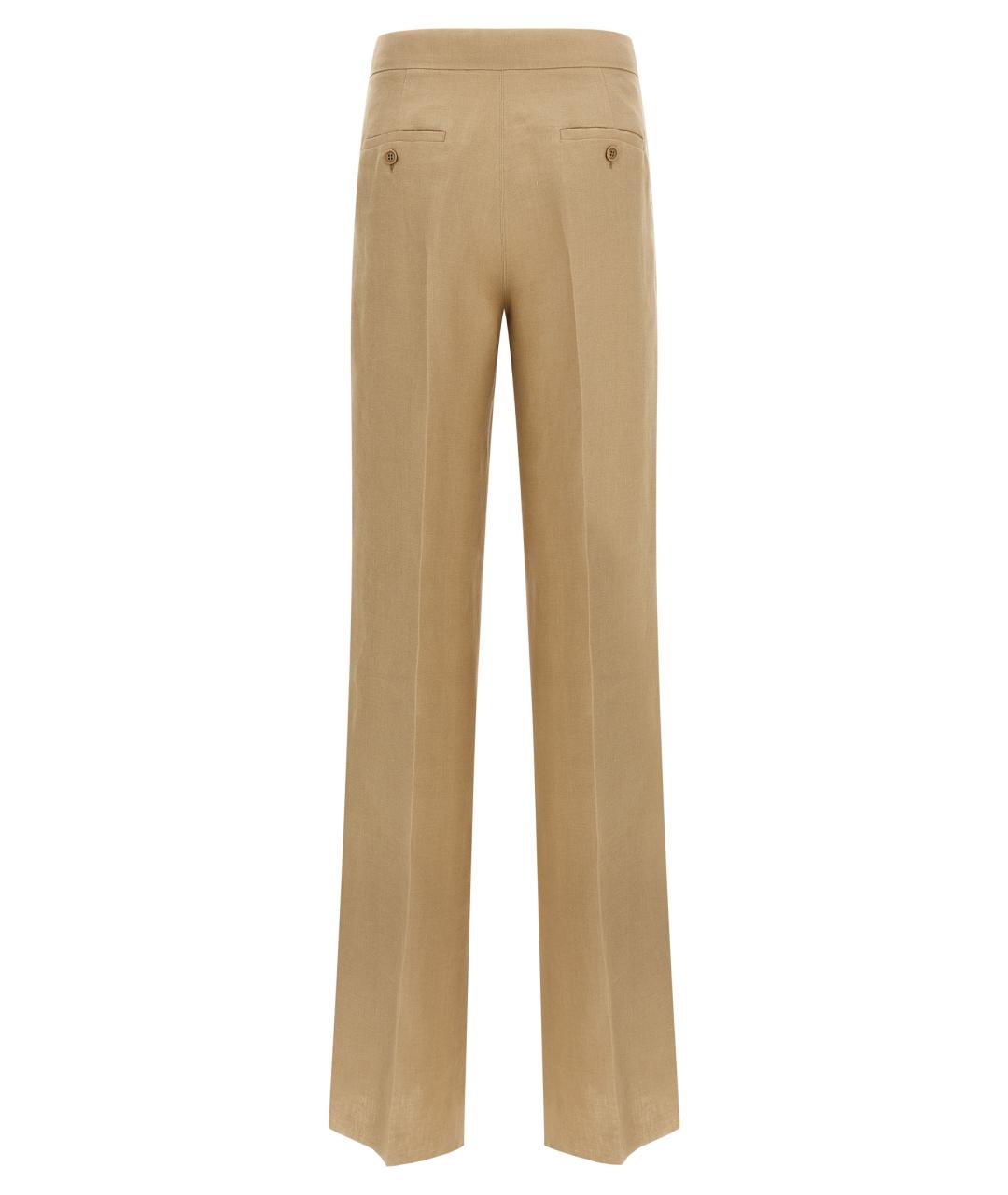 MAX MARA Бежевые льняные брюки широкие, фото 2