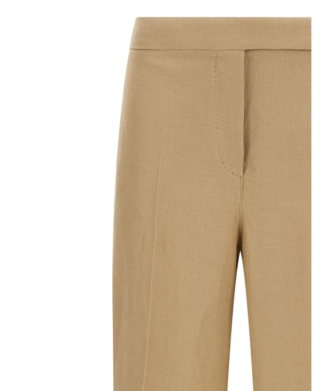 MAX MARA Бежевые льняные брюки широкие, фото 3