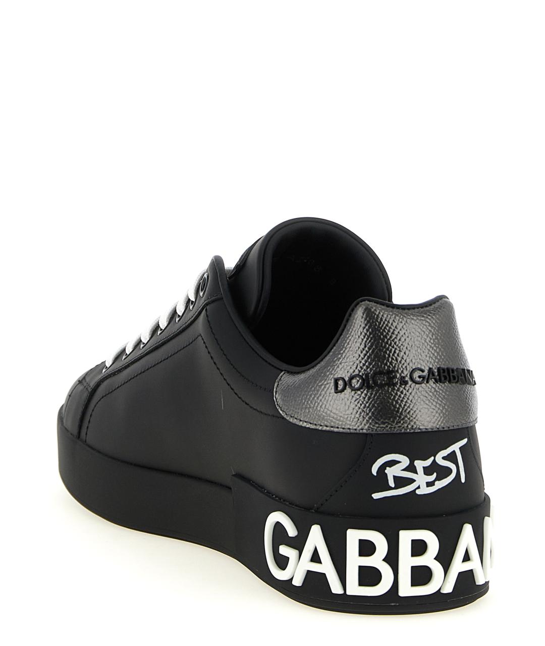 DOLCE&GABBANA Черные кожаные низкие кроссовки / кеды, фото 4