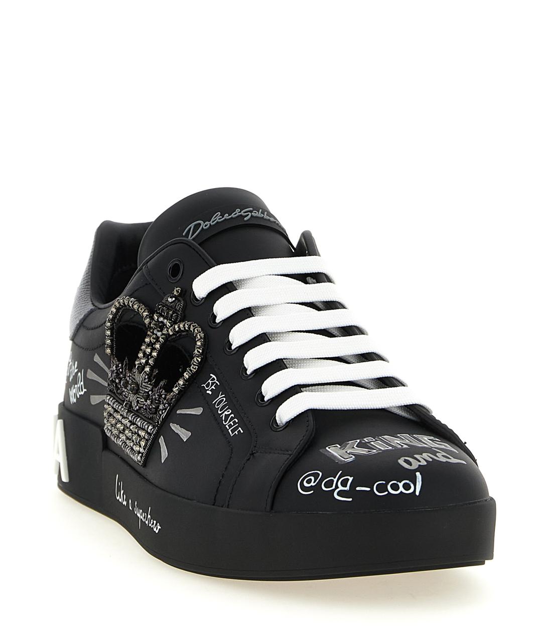 DOLCE&GABBANA Черные кожаные низкие кроссовки / кеды, фото 3