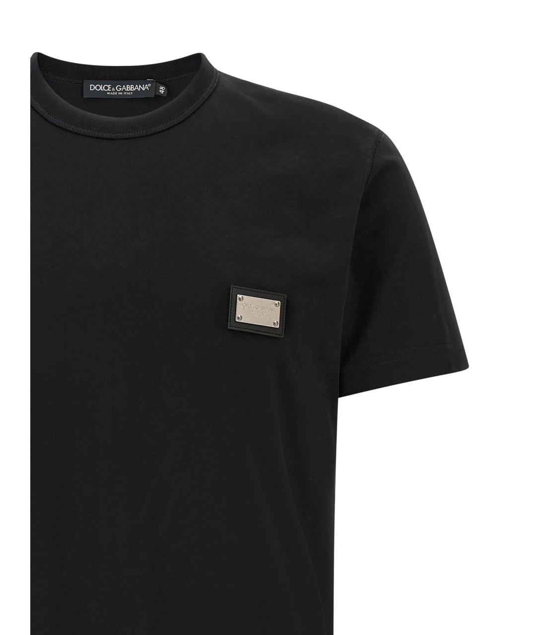 DOLCE&GABBANA Черная хлопковая футболка, фото 3