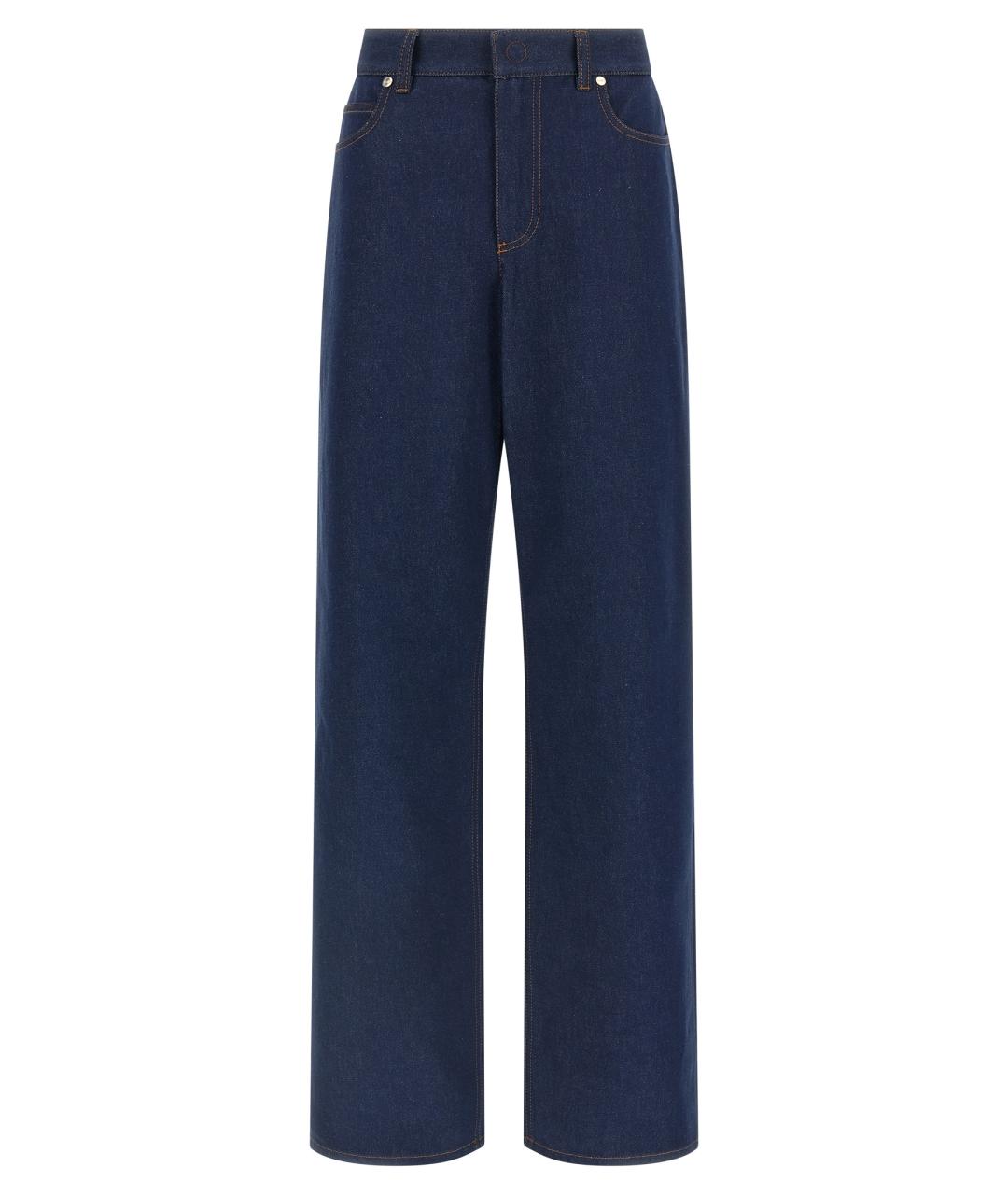 FENDI Синие хлопковые прямые джинсы, фото 1