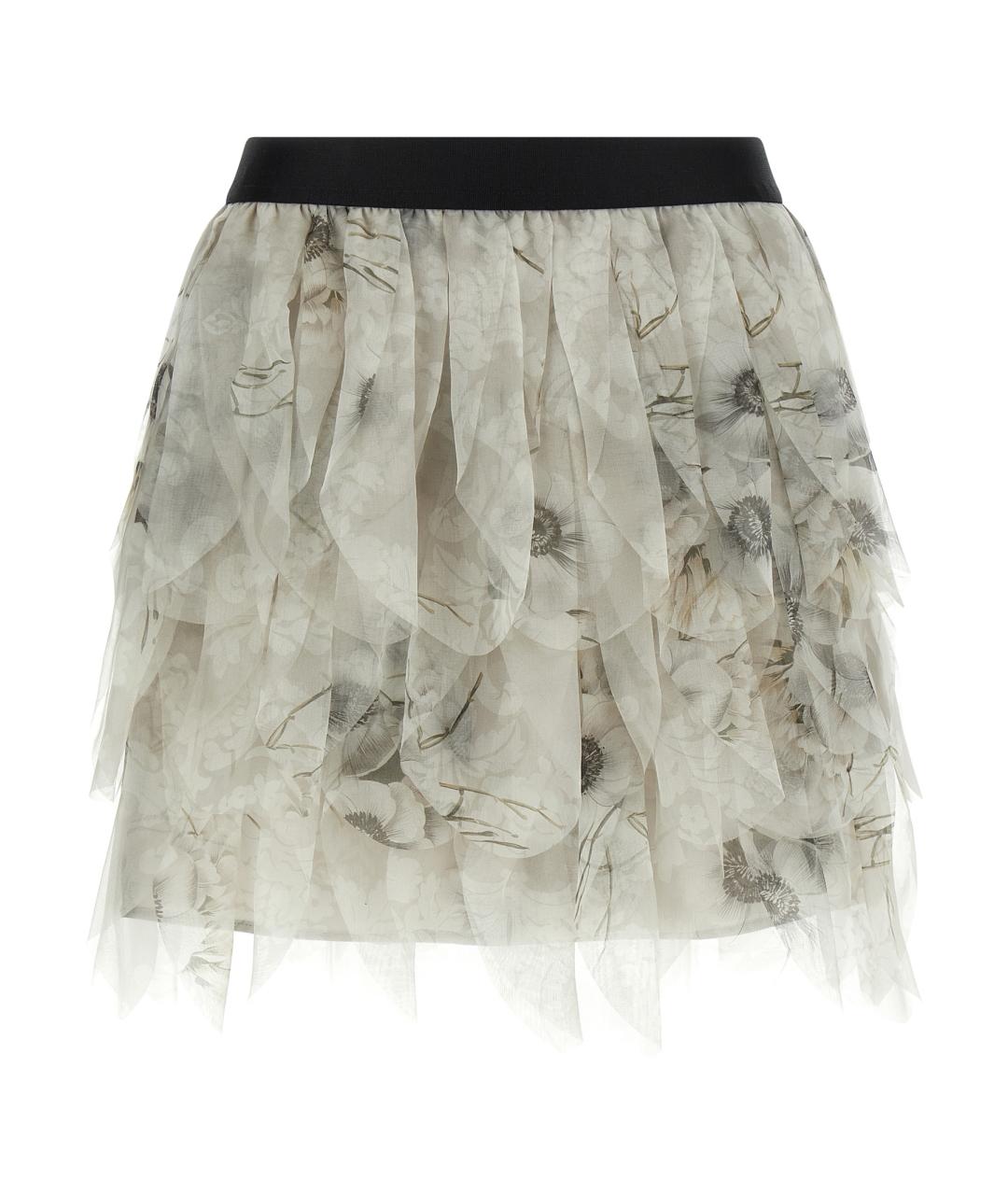 MAX MARA Серая шелковая юбка мини, фото 1