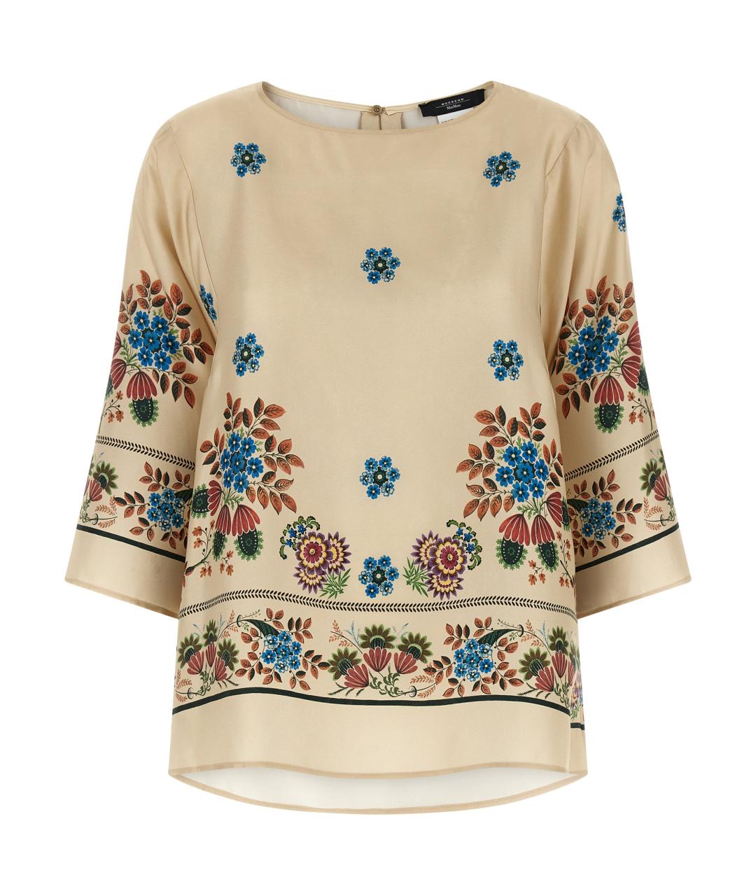 WEEKEND MAX MARA Бежевая шелковая блузы, фото 1