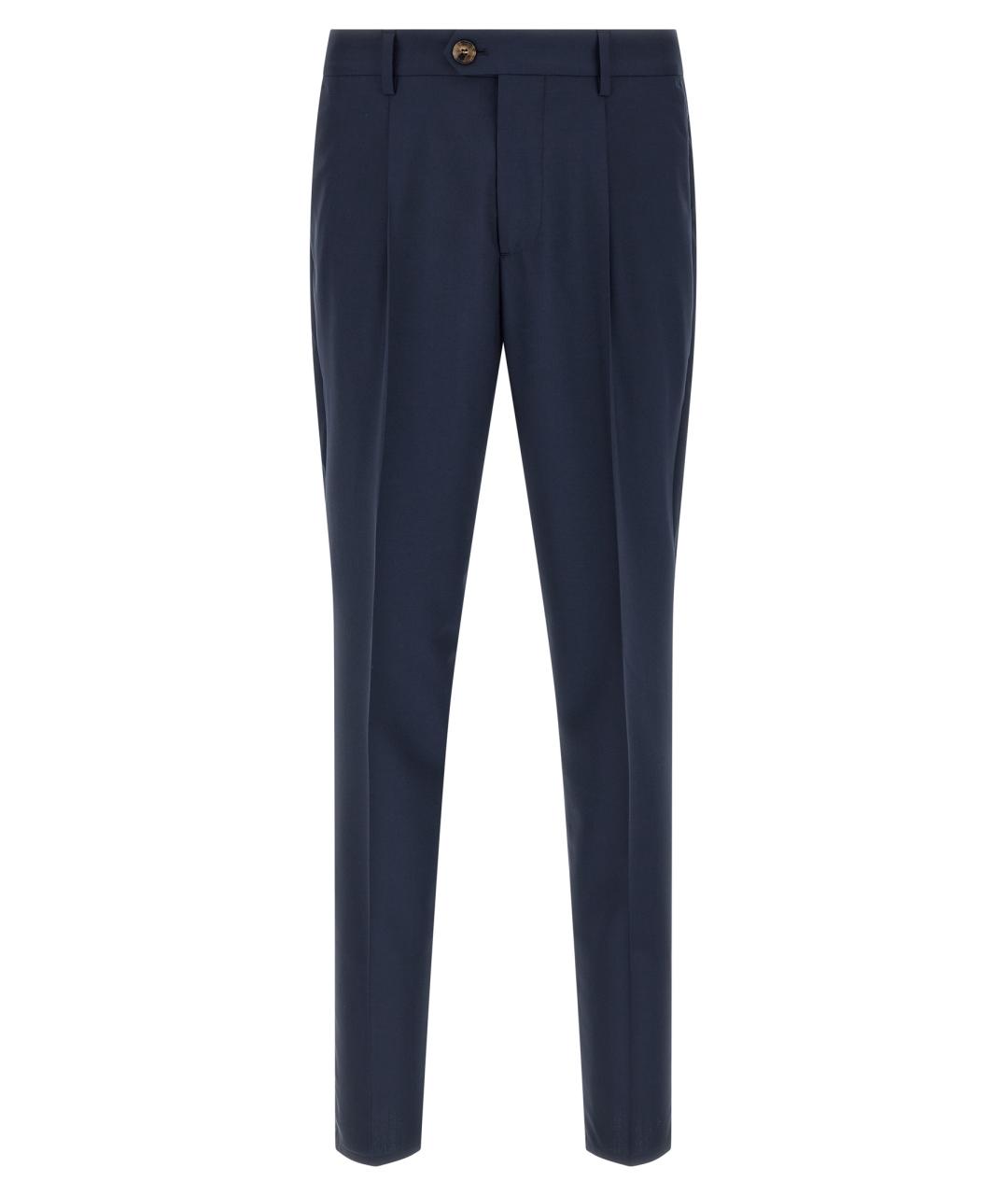 BRUNELLO CUCINELLI Синие шерстяные классические брюки, фото 1