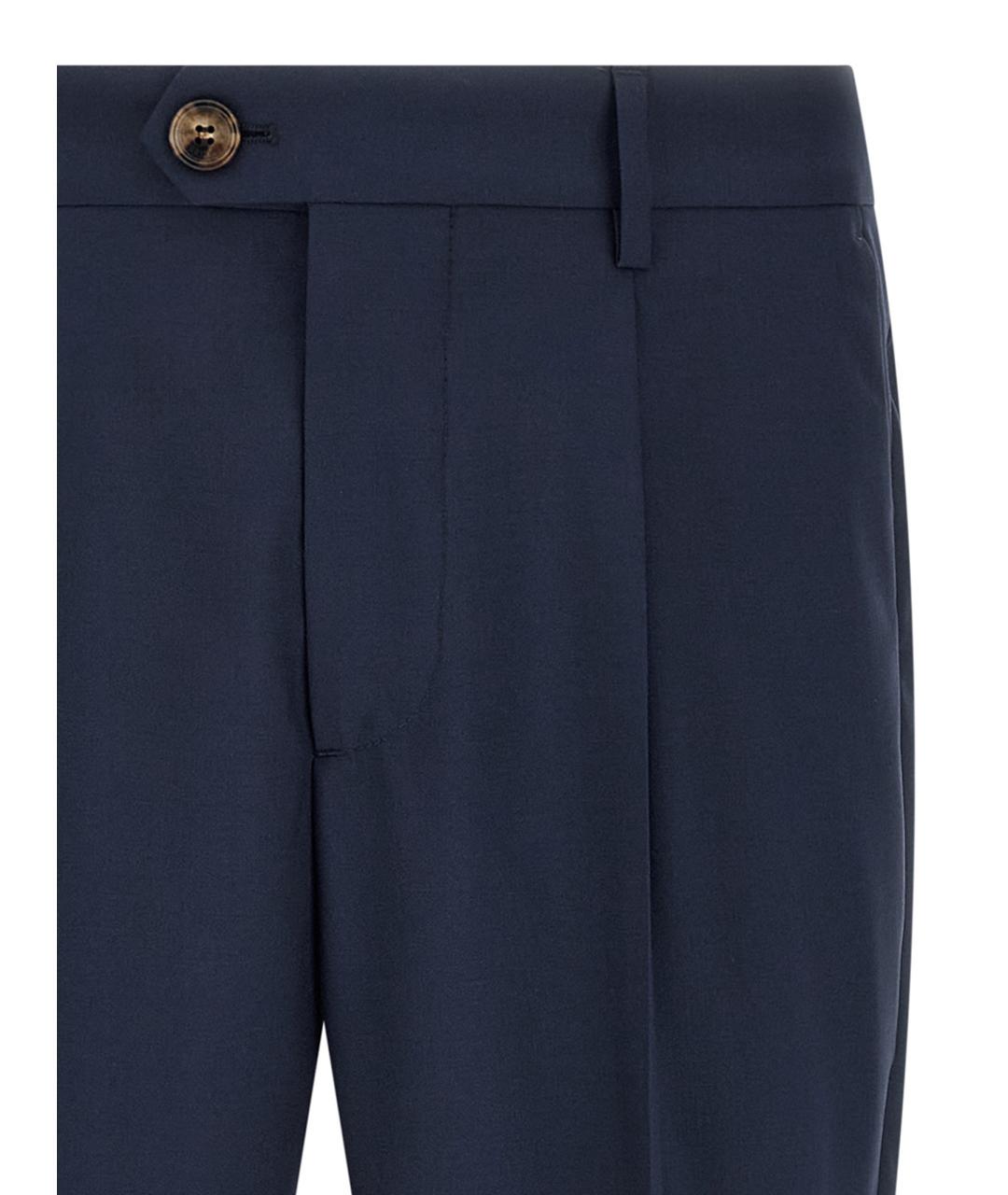 BRUNELLO CUCINELLI Синие шерстяные классические брюки, фото 3