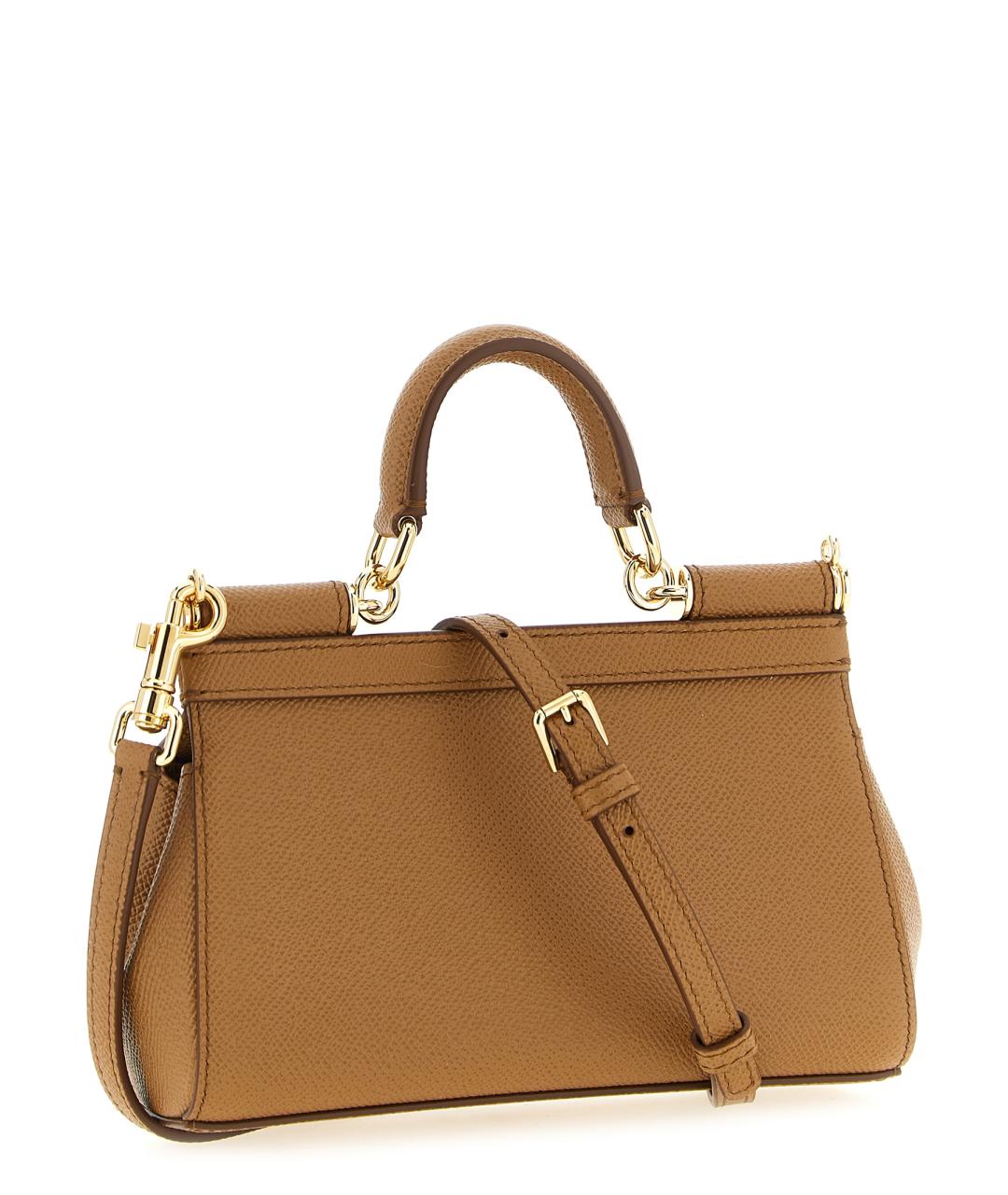 DOLCE&GABBANA Бежевая кожаная сумка с короткими ручками, фото 2