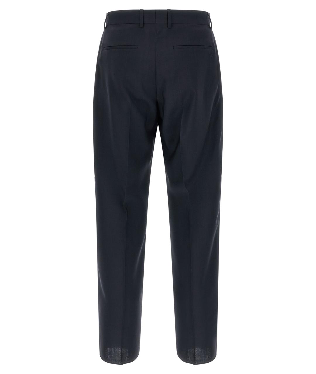 FENDI Темно-синие шерстяные классические брюки, фото 2