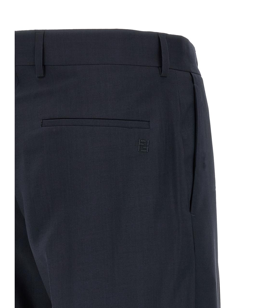 FENDI Темно-синие шерстяные классические брюки, фото 4