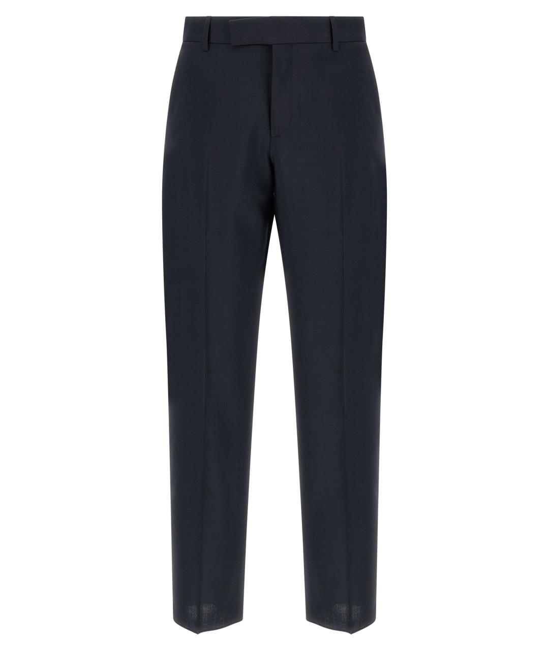 FENDI Темно-синие шерстяные классические брюки, фото 1