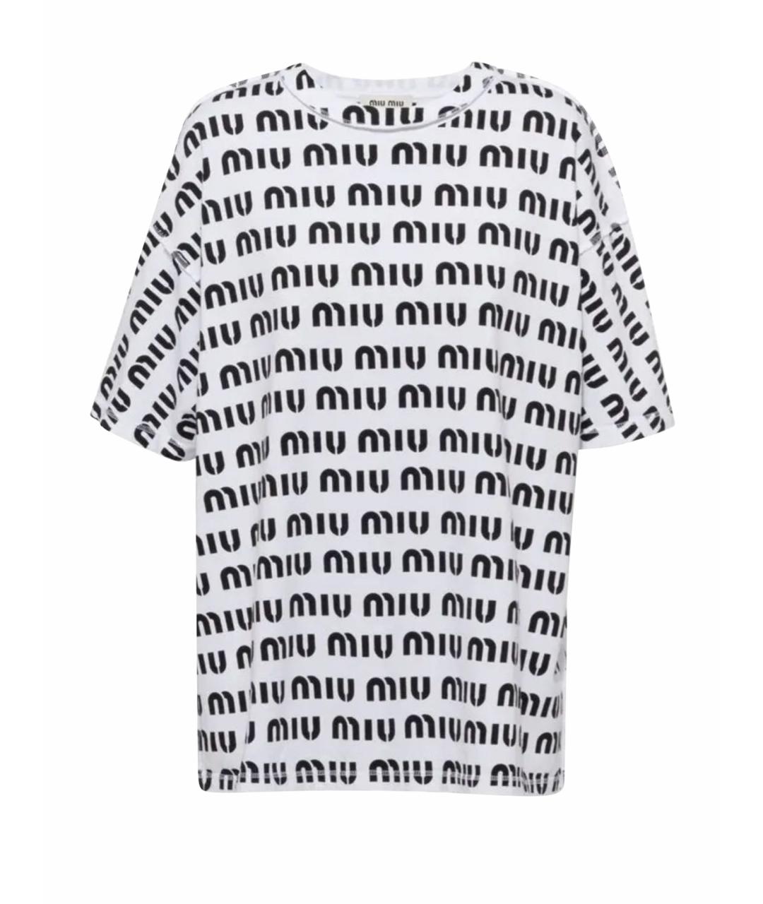 MIU MIU Белая хлопковая футболка, фото 1