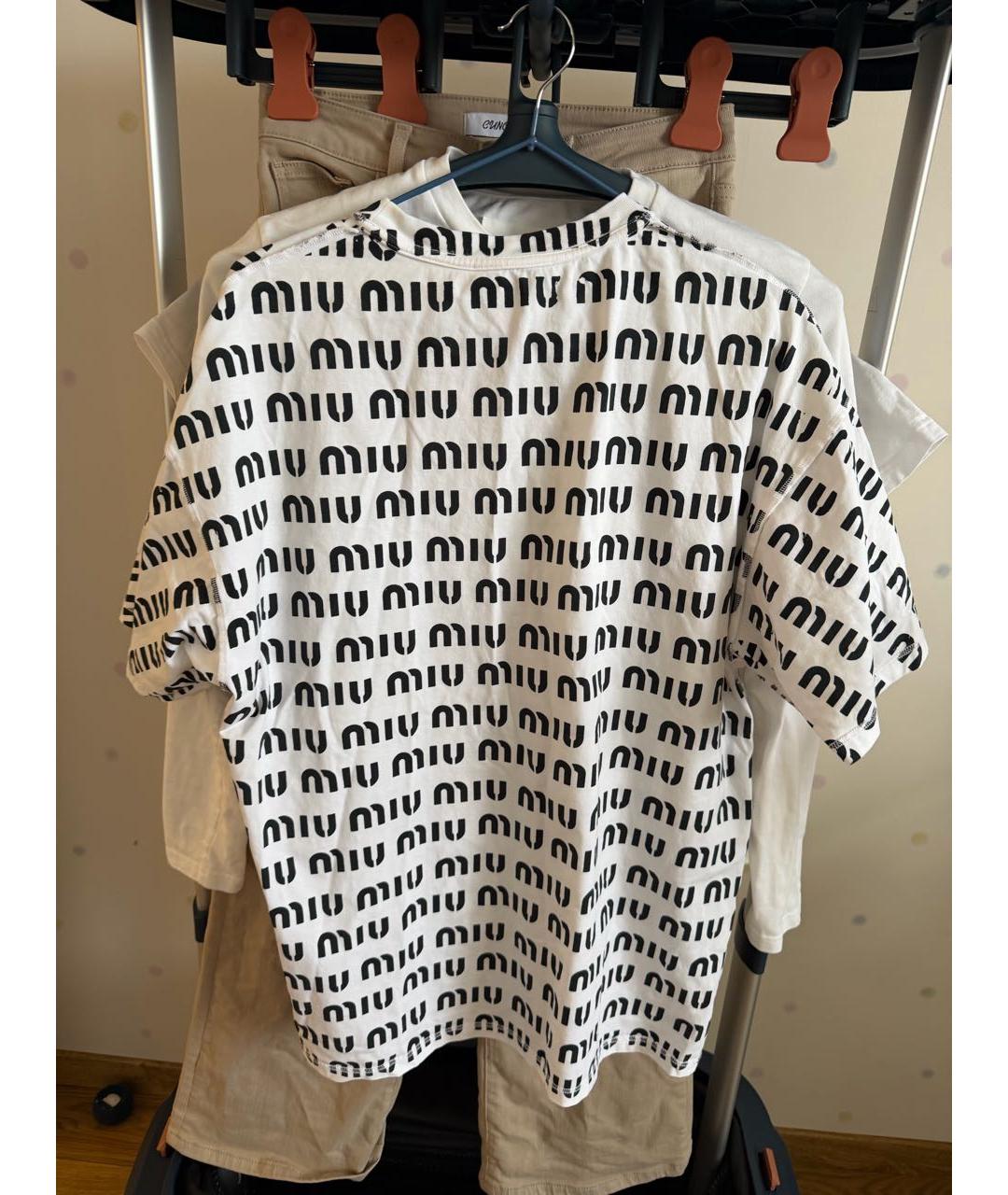 MIU MIU Белая хлопковая футболка, фото 2