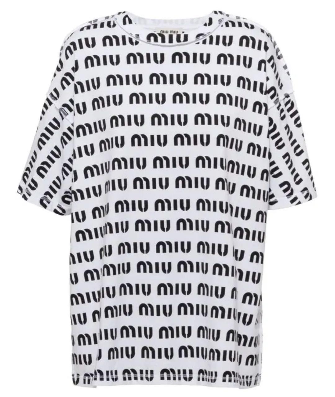 MIU MIU Белая хлопковая футболка, фото 5