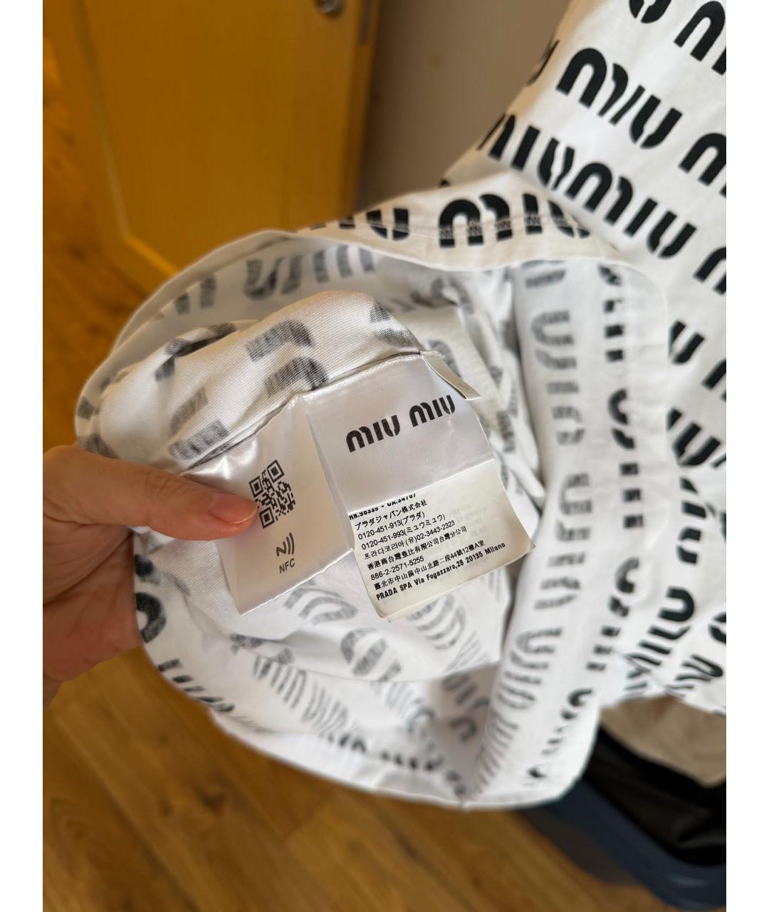 MIU MIU Белая хлопковая футболка, фото 4