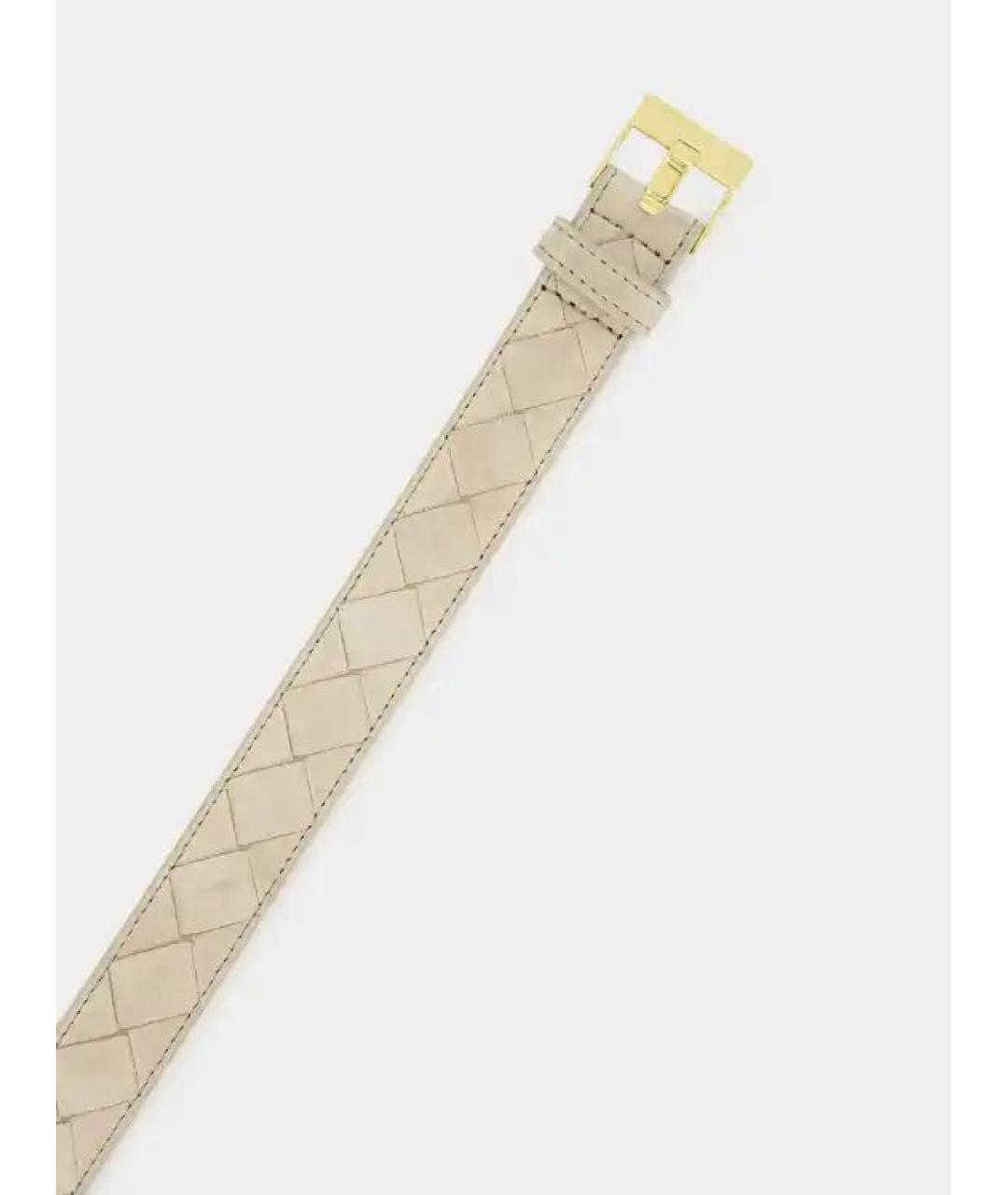 BOTTEGA VENETA Бежевый кожаный ремень, фото 3