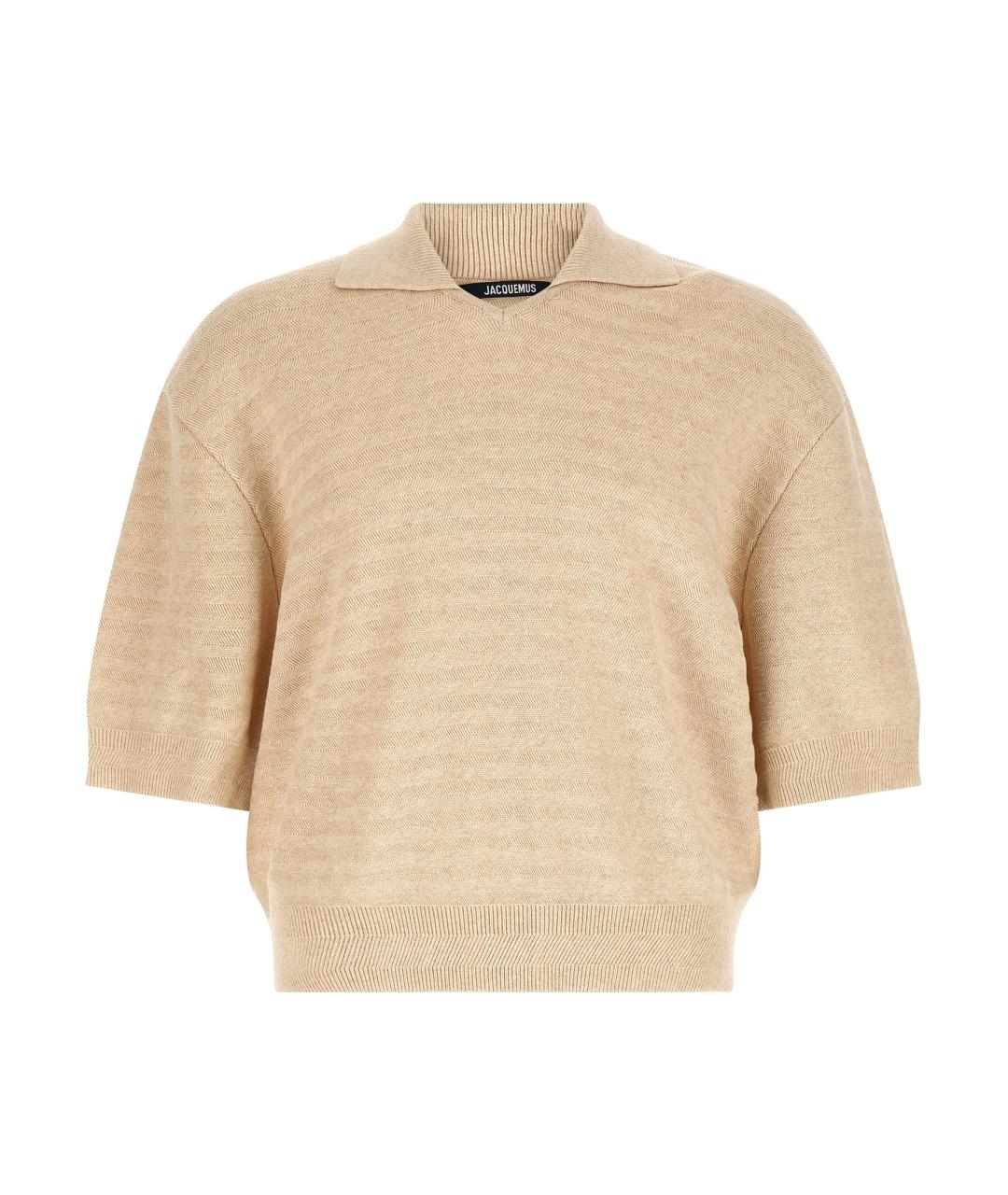 JACQUEMUS Бежевое хлопковое поло с коротким рукавом, фото 1