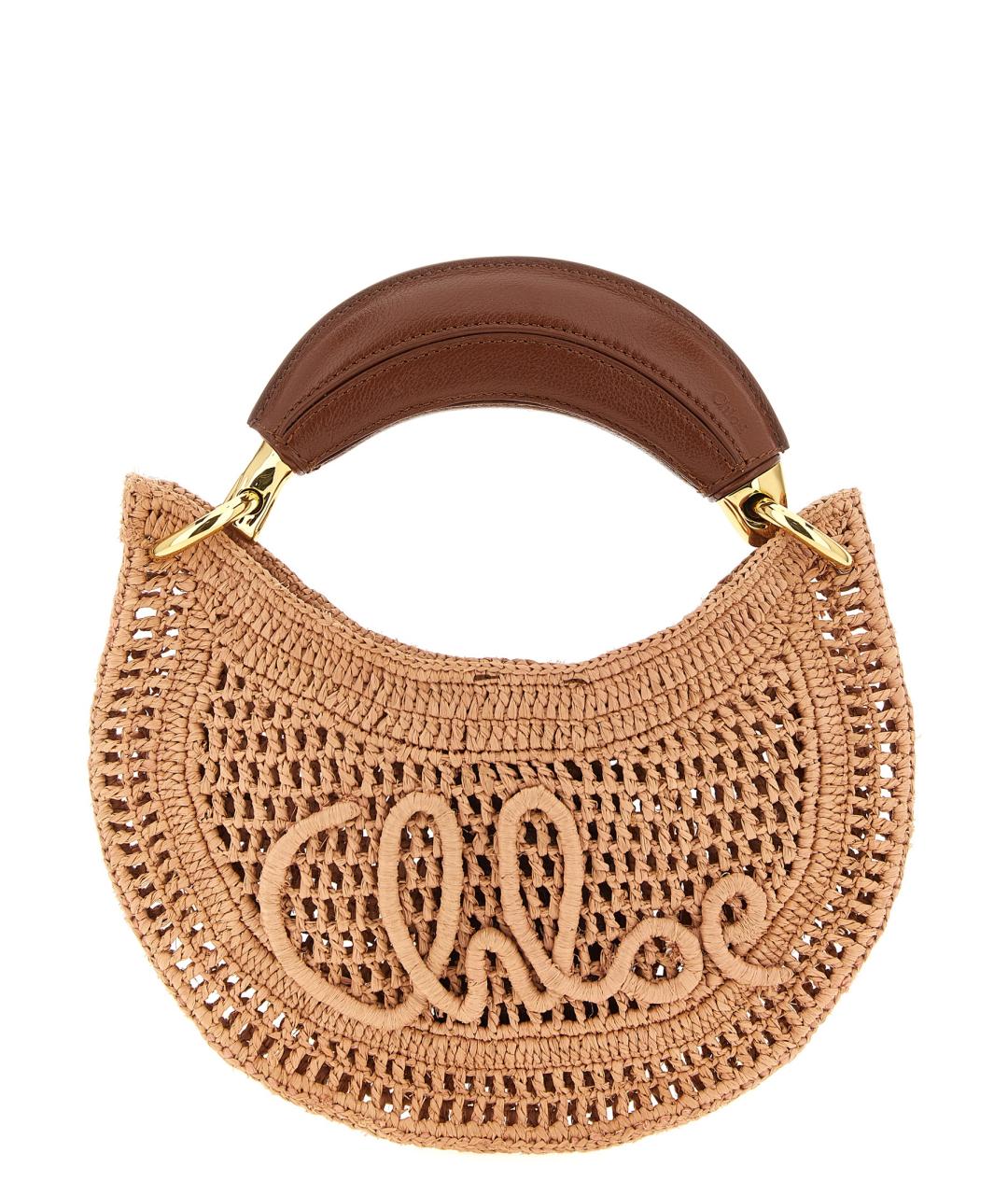 CHLOE Бежевая пелетеная сумка с короткими ручками, фото 1