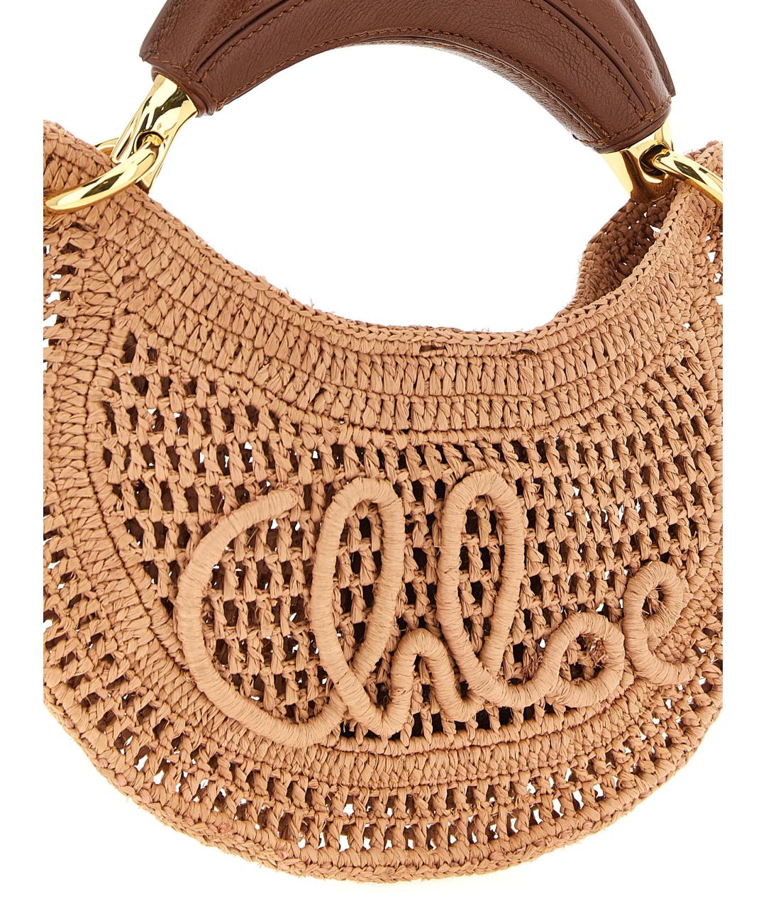 CHLOE Бежевая пелетеная сумка с короткими ручками, фото 3