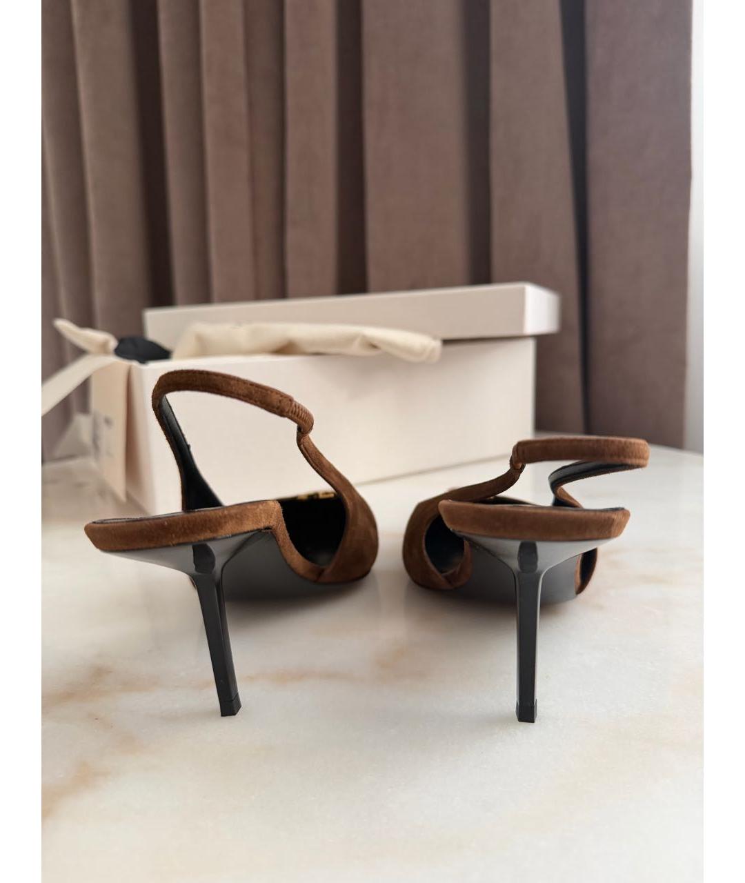 SAINT LAURENT Коричневые замшевые туфли, фото 3