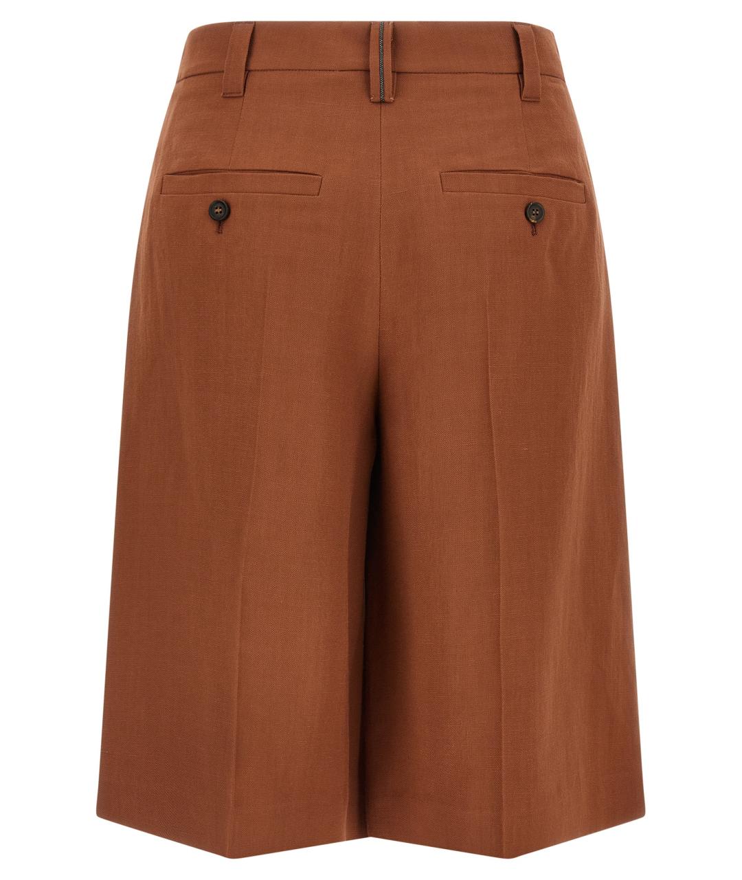 BRUNELLO CUCINELLI Коричневые вискозные шорты, фото 2