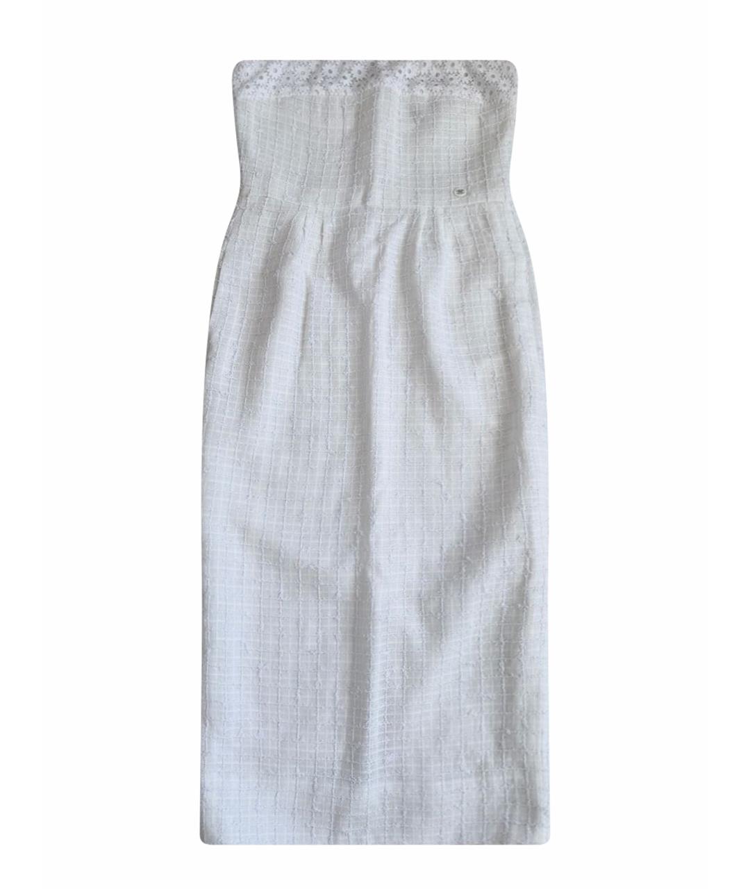 CHANEL Белое твидовое повседневное платье, фото 1