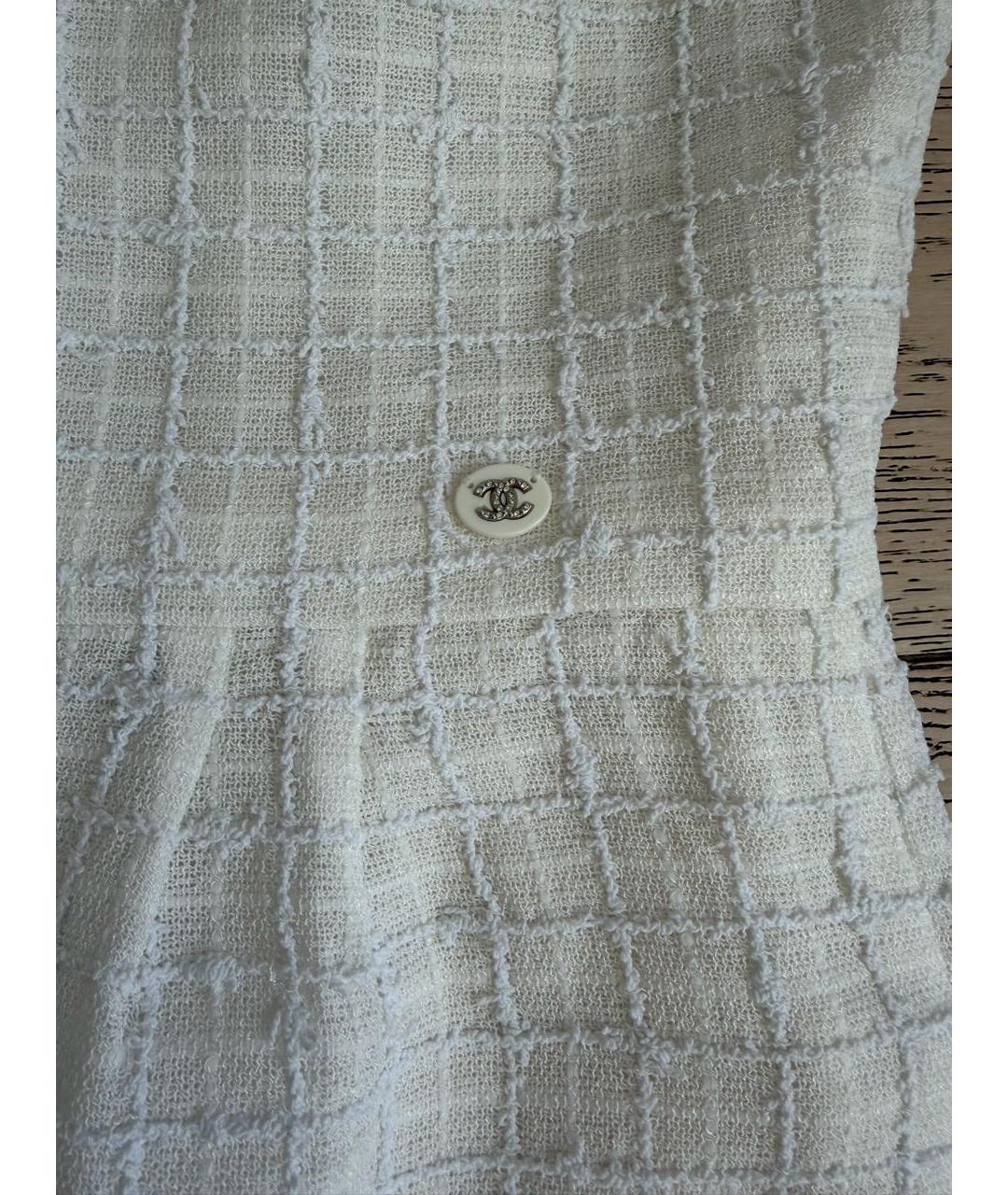 CHANEL Белое твидовое повседневное платье, фото 6