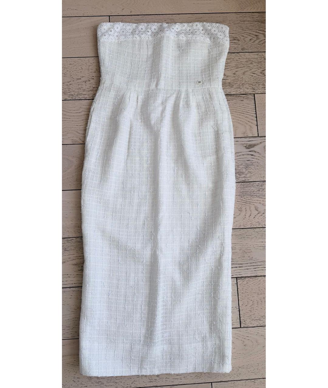 CHANEL Белое твидовое повседневное платье, фото 9