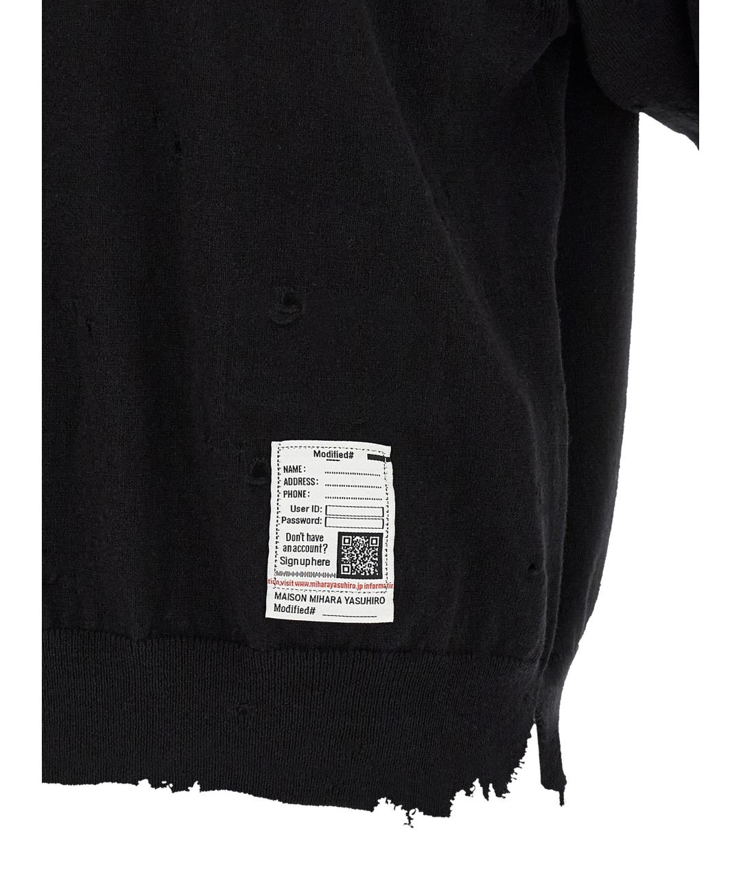 MAISON MIHARA YASUHIRO Черное хлопковое поло с коротким рукавом, фото 4