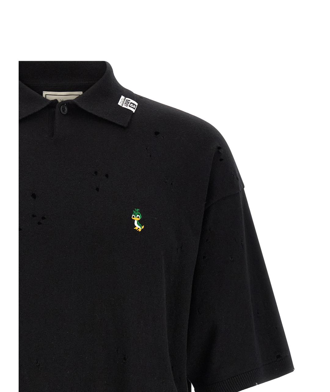 MAISON MIHARA YASUHIRO Черное хлопковое поло с коротким рукавом, фото 3