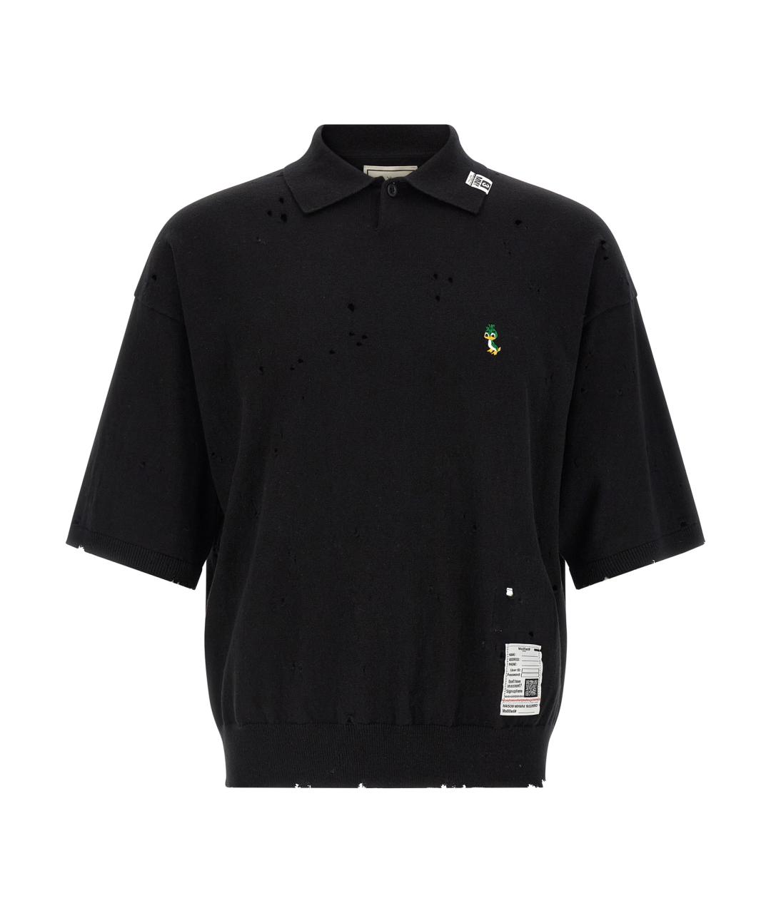 MAISON MIHARA YASUHIRO Черное хлопковое поло с коротким рукавом, фото 1