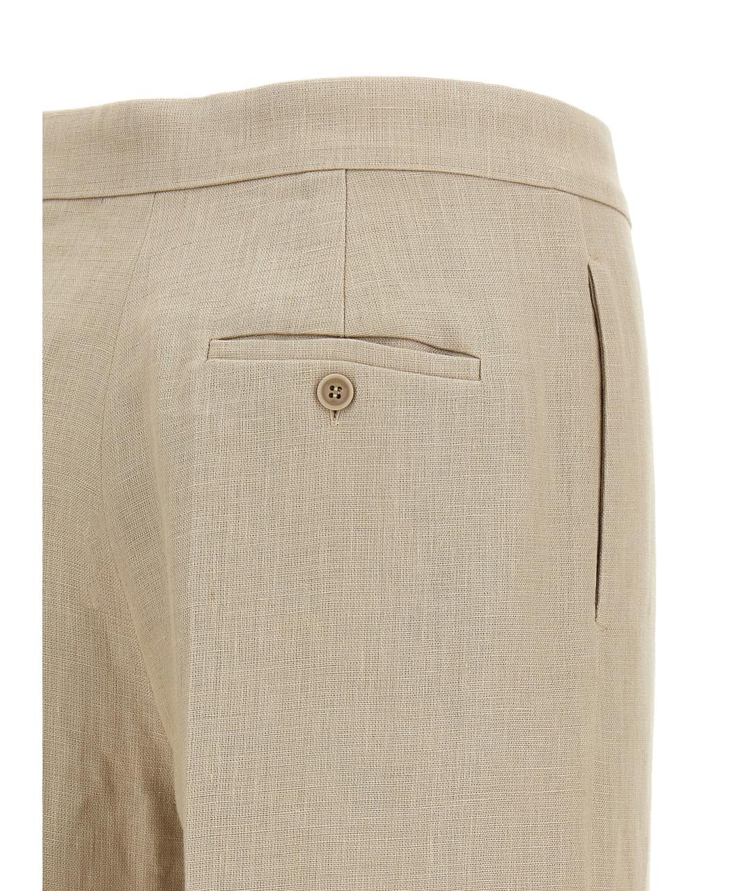MAX MARA Бежевые льняные брюки широкие, фото 4