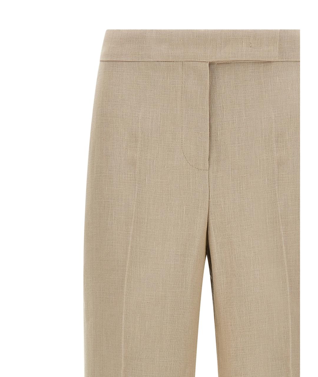 MAX MARA Бежевые льняные брюки широкие, фото 3