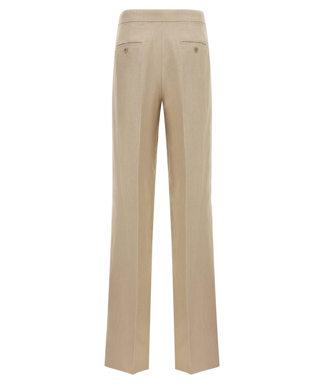 MAX MARA Бежевые льняные брюки широкие, фото 2