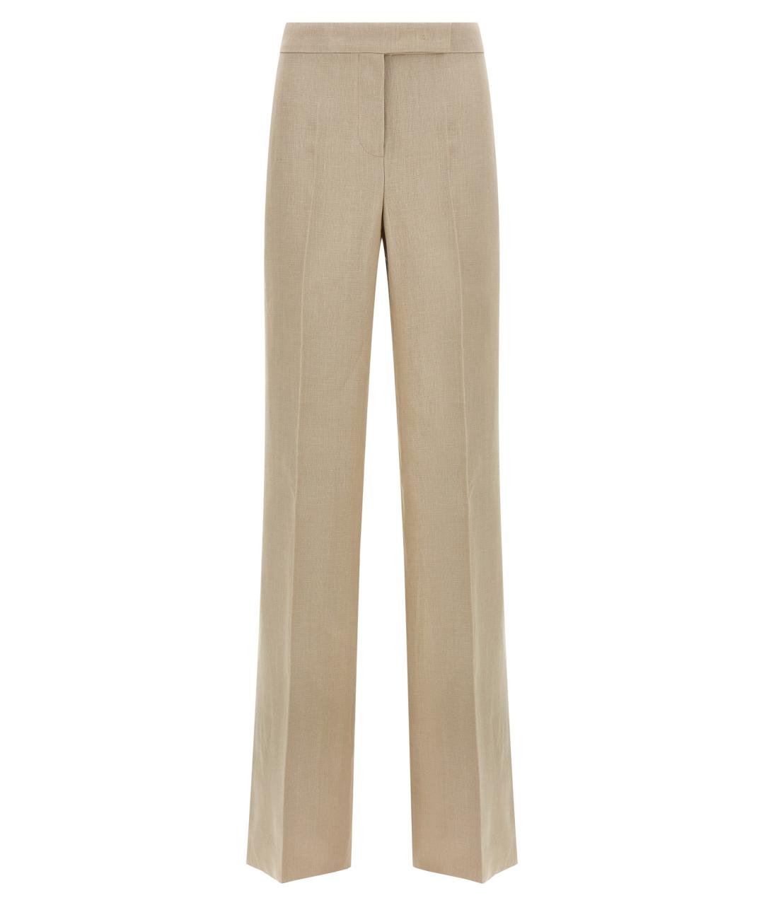 MAX MARA Бежевые льняные брюки широкие, фото 1