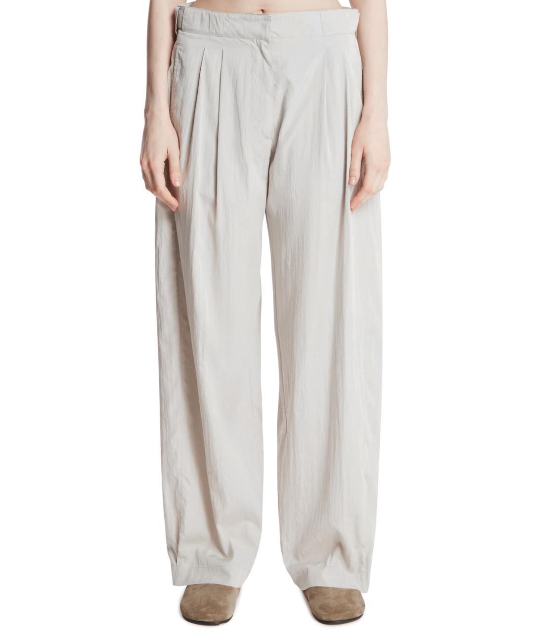 THE ROW Серые шелковые прямые брюки, фото 1