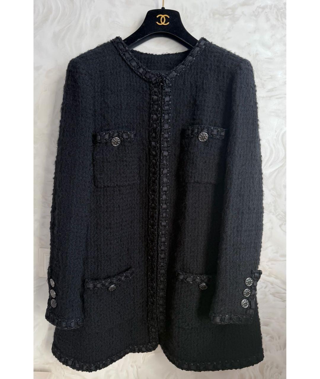 CHANEL Черный твидовый жакет/пиджак, фото 6