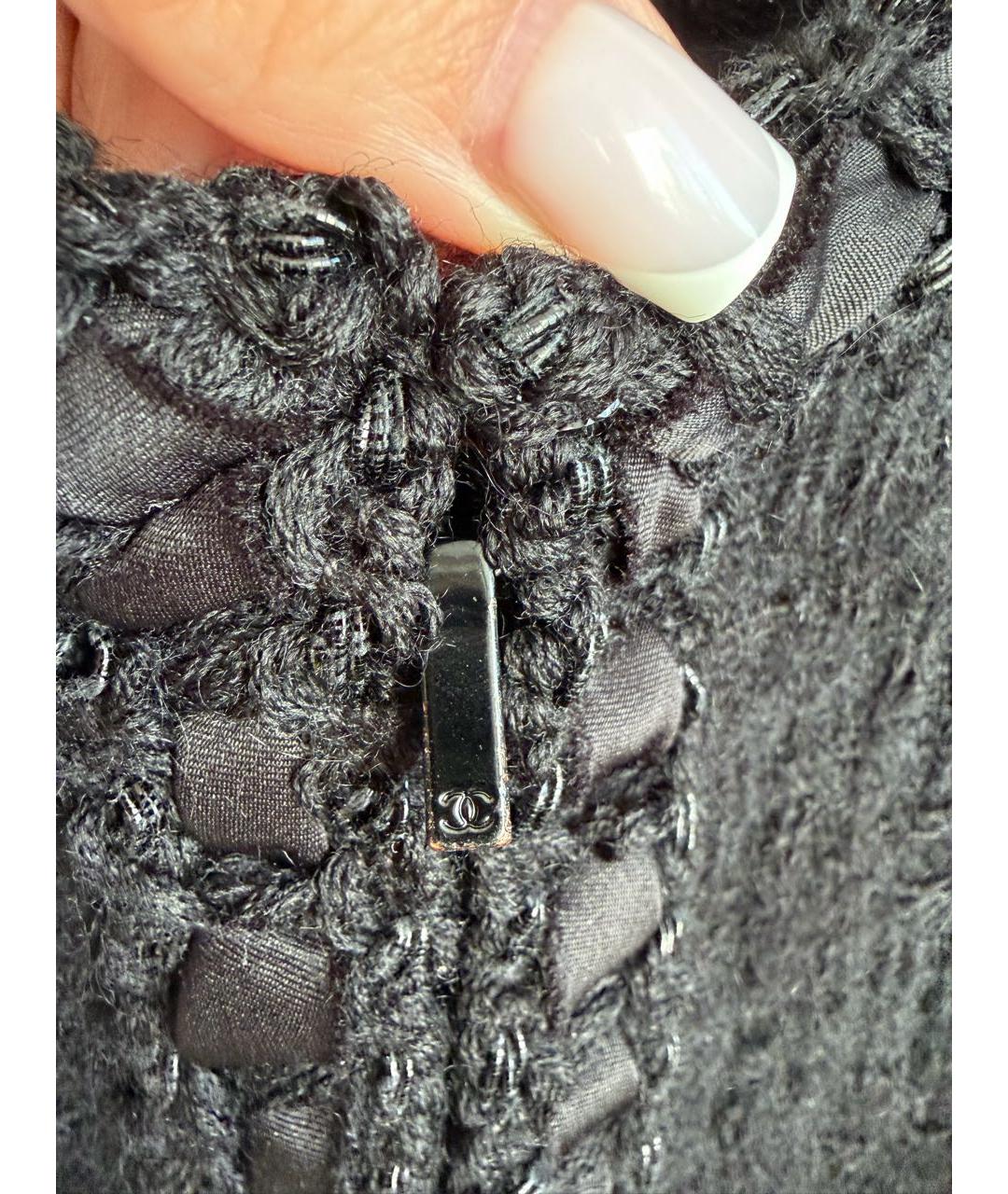 CHANEL Черный твидовый жакет/пиджак, фото 2